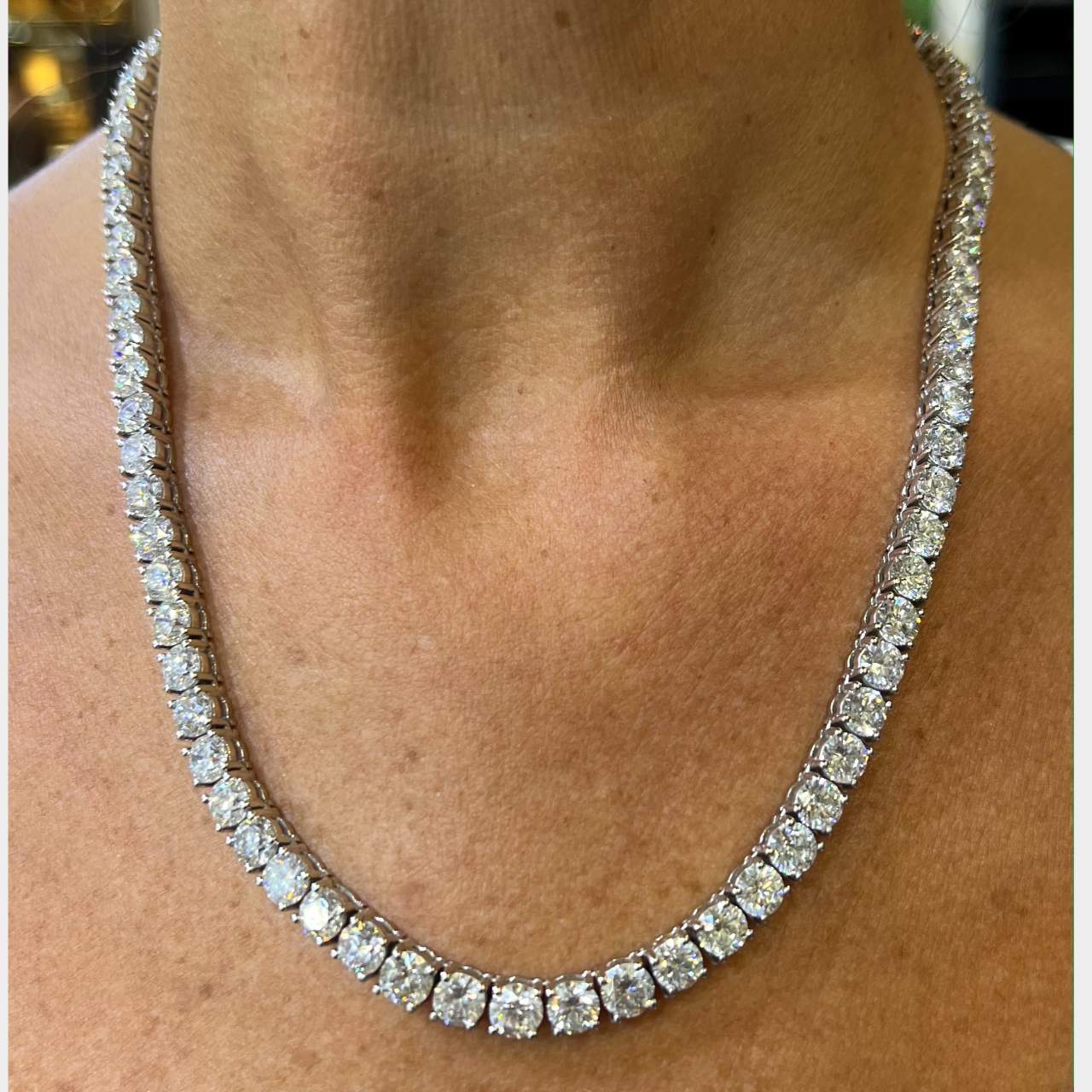 Rivière 18K Gold Platinum 20ctw Diamond Necklace – CJ Charles Jewelers