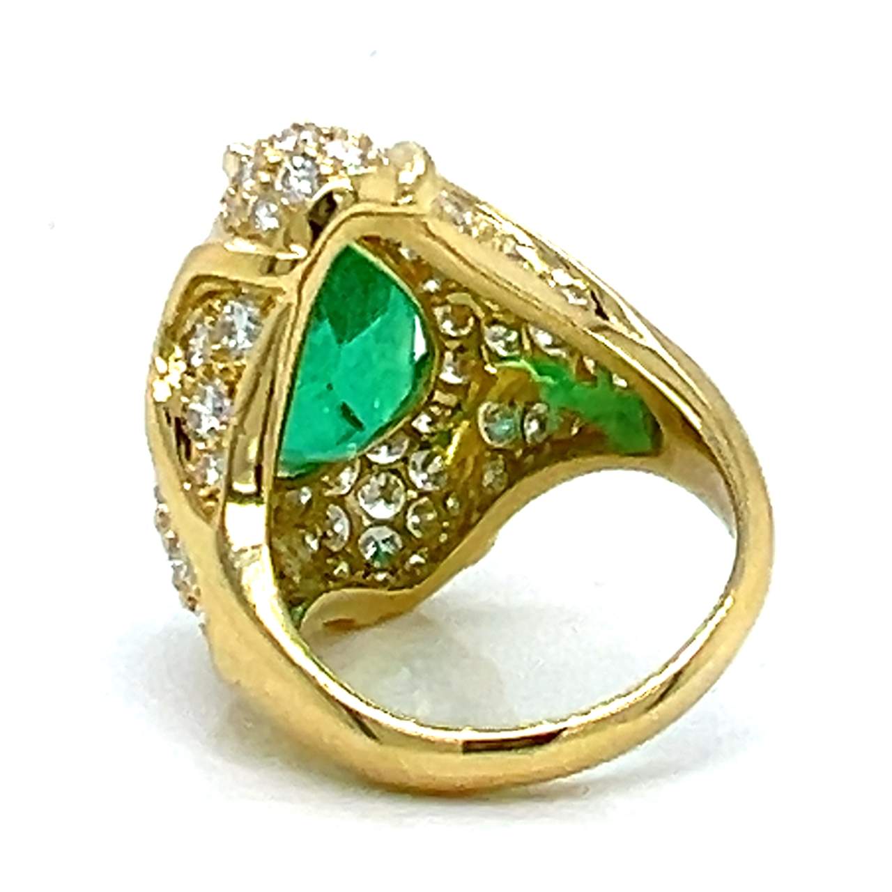 18K Yellow Gold 7.85 Ct. Certified COLOMBIAN EMERALD & Diamond Ring ...